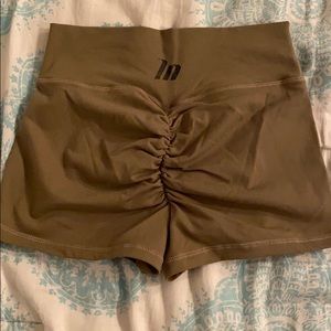 Camo green, scrunch-butt spandex shorts